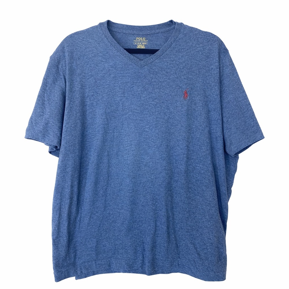 Polo Ralph Lauren Blue V-Neck T-Shirt Classic Fit Cotton Tee XL